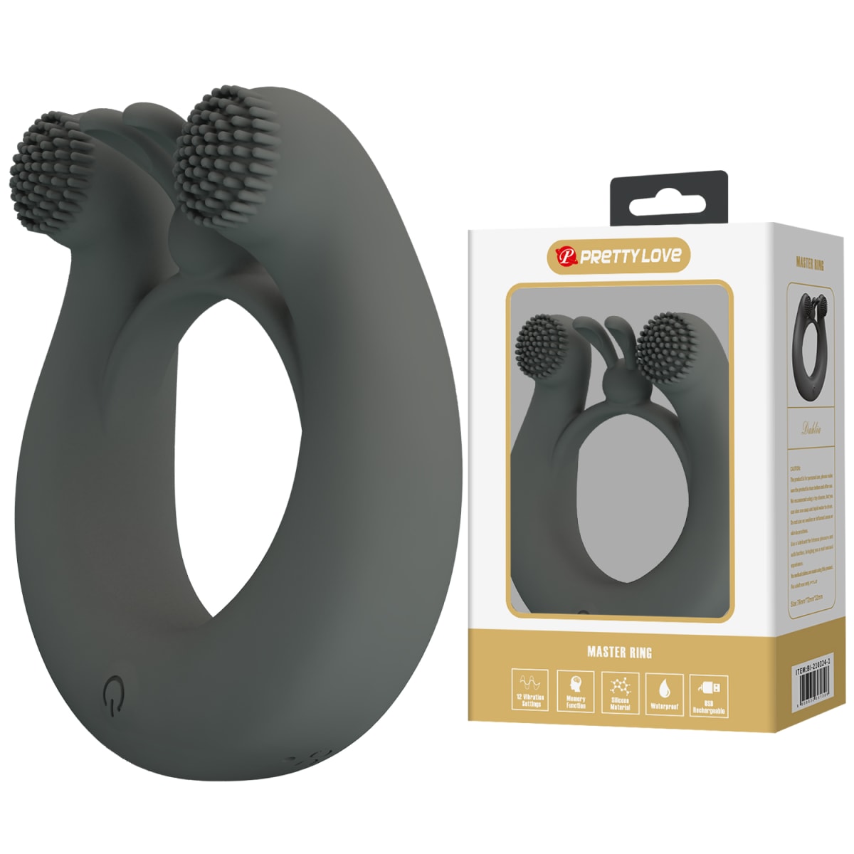 Anillo vibrador de silicona gris - Recargable5