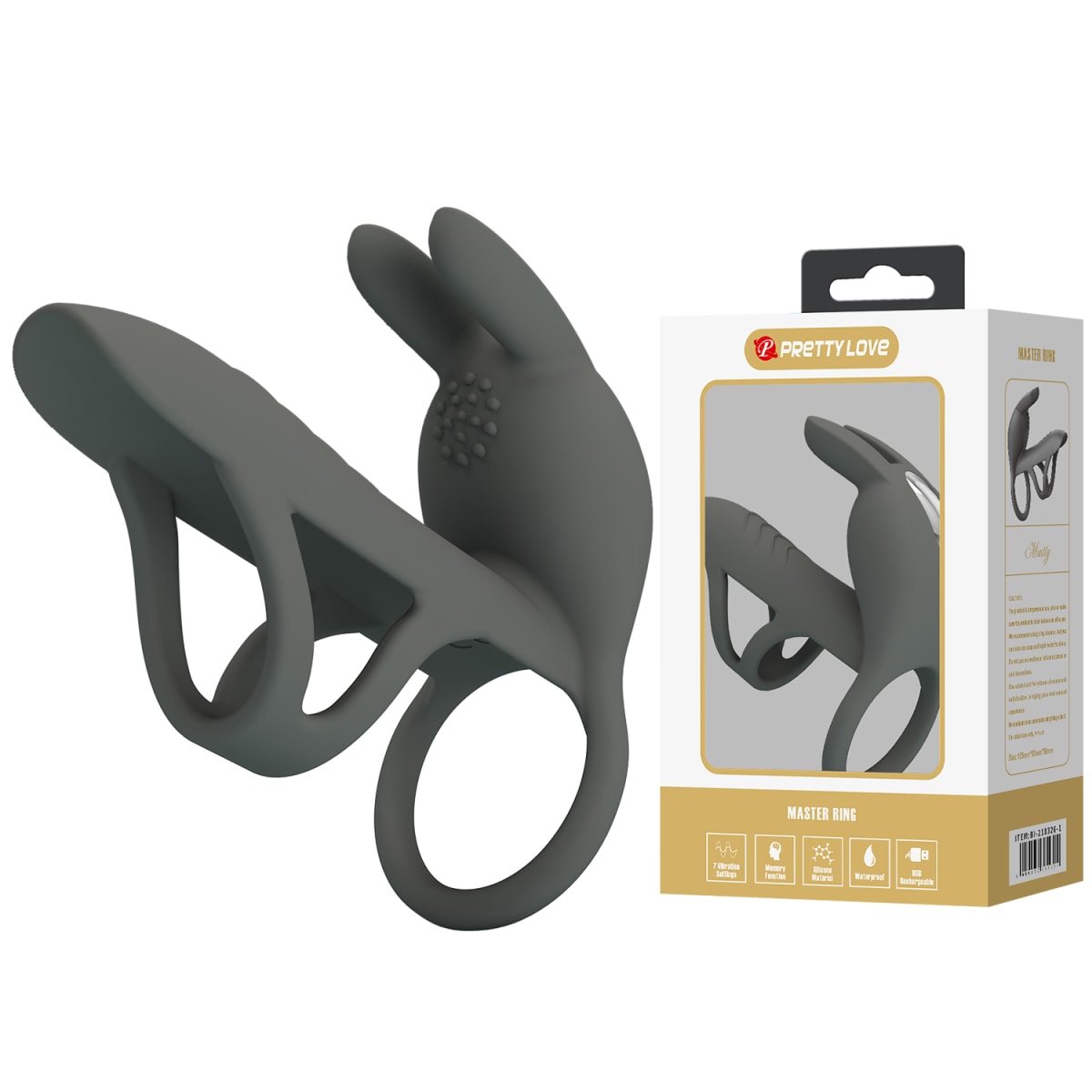 Anillo vibrador de silicona gris - Recargable 25