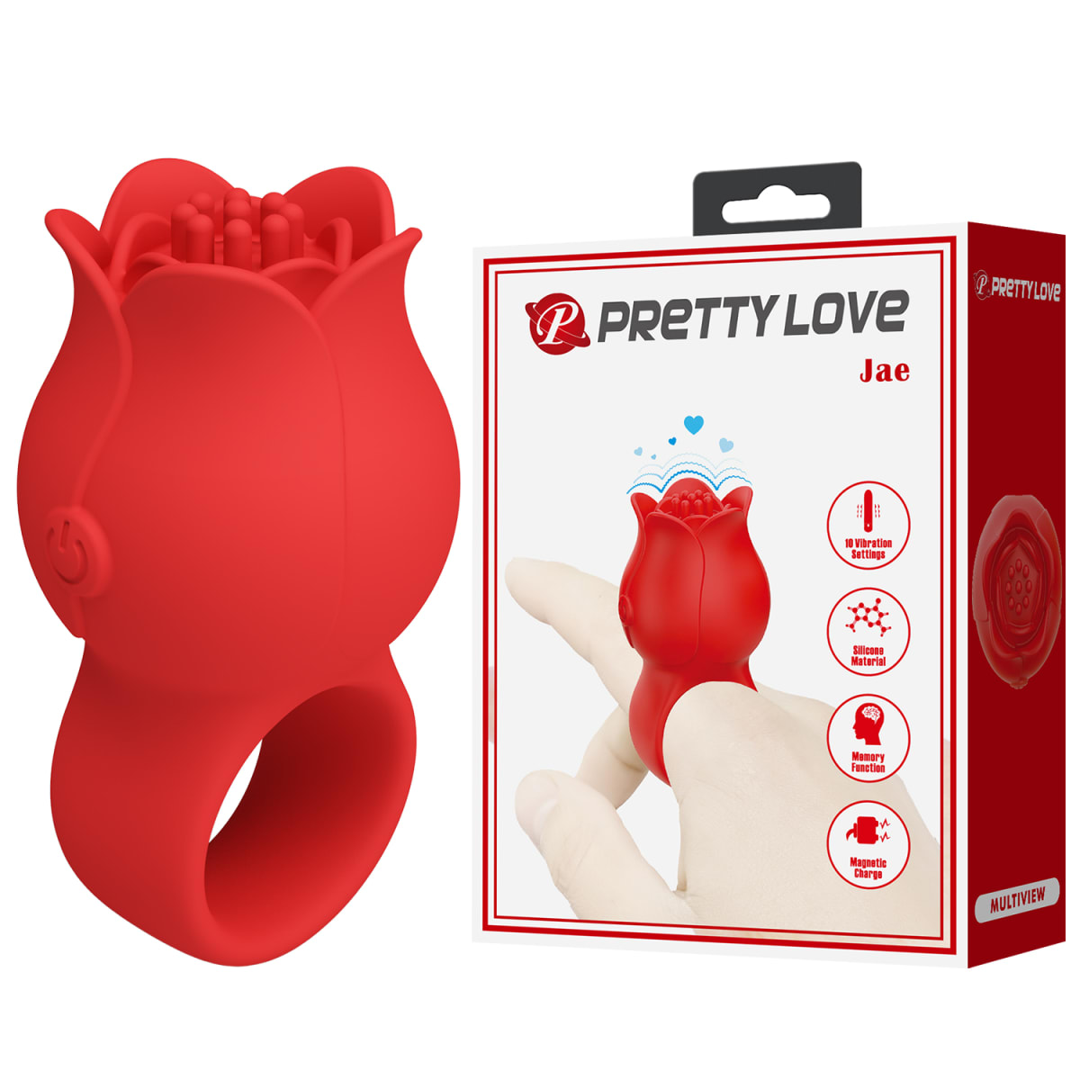 Vibrador de clítoris tipo rosa anillo - Recargable6