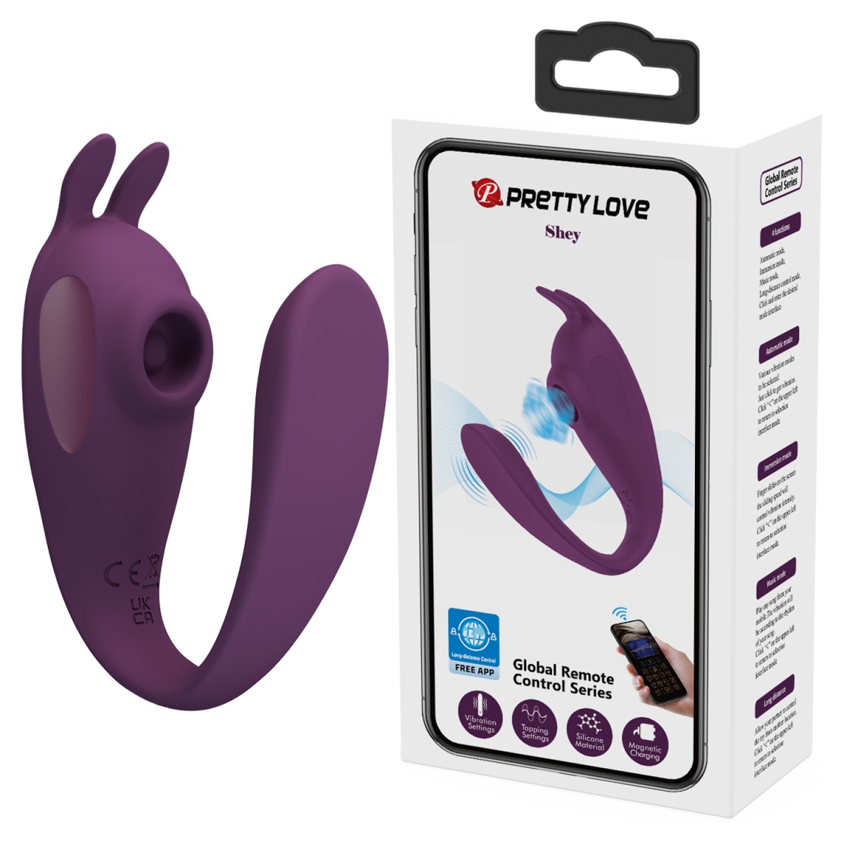 Vibrador con succionador de pareja APP Shey - Recagable5