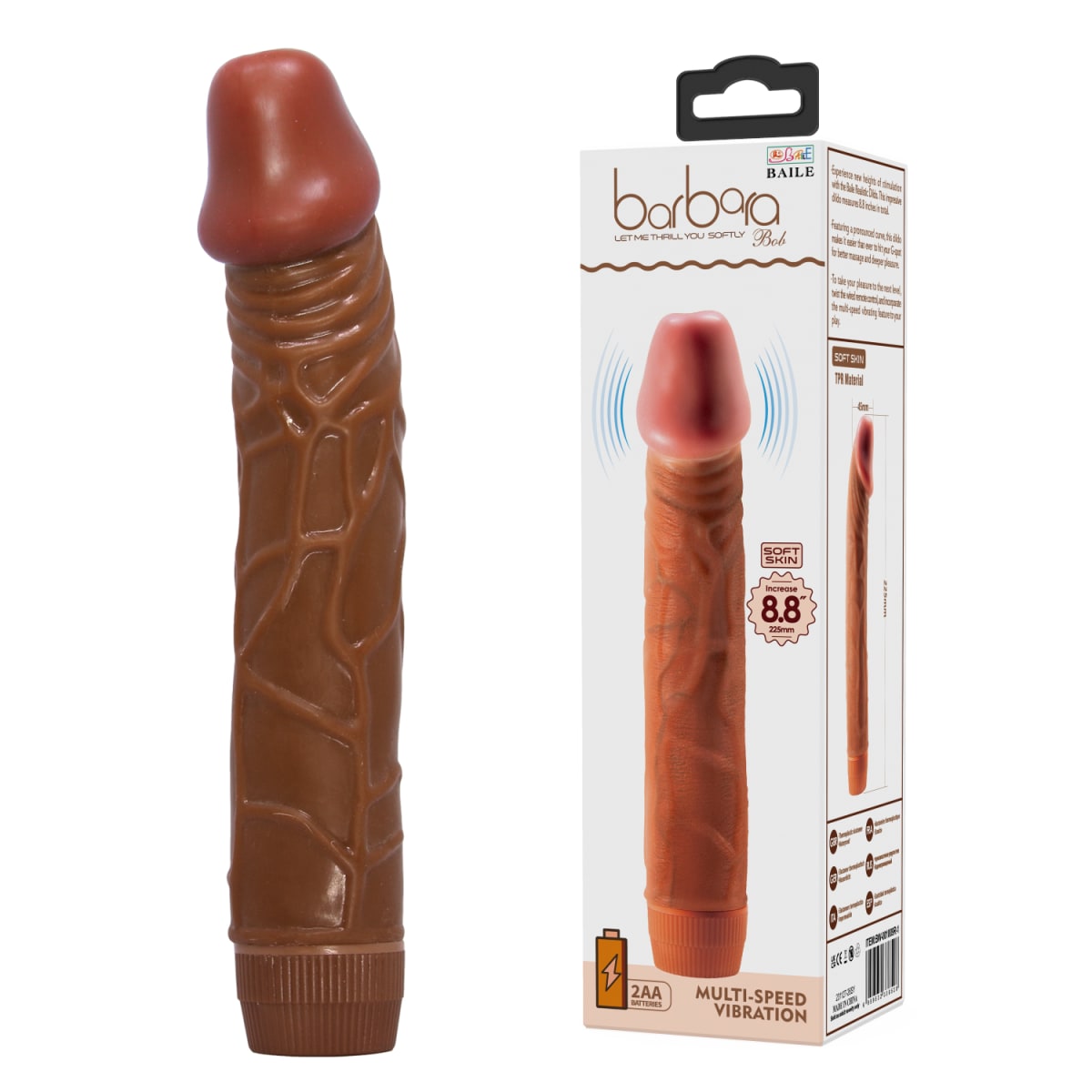 Vibrador TPR Bob marrón 20 cm5