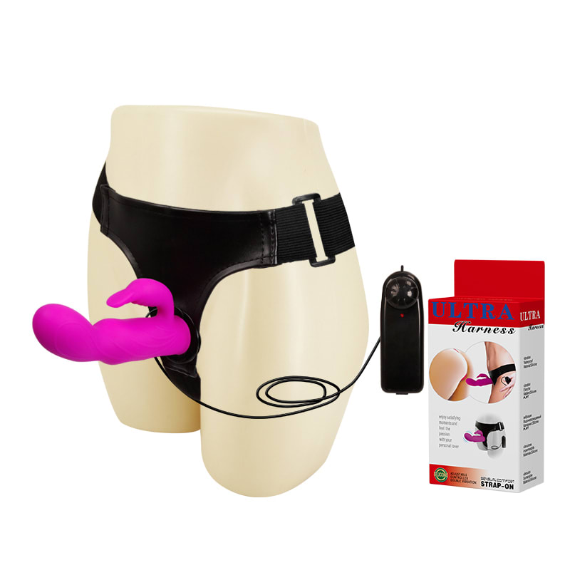 Vibrador con estimulador de clítoris con arnes ajustable 25