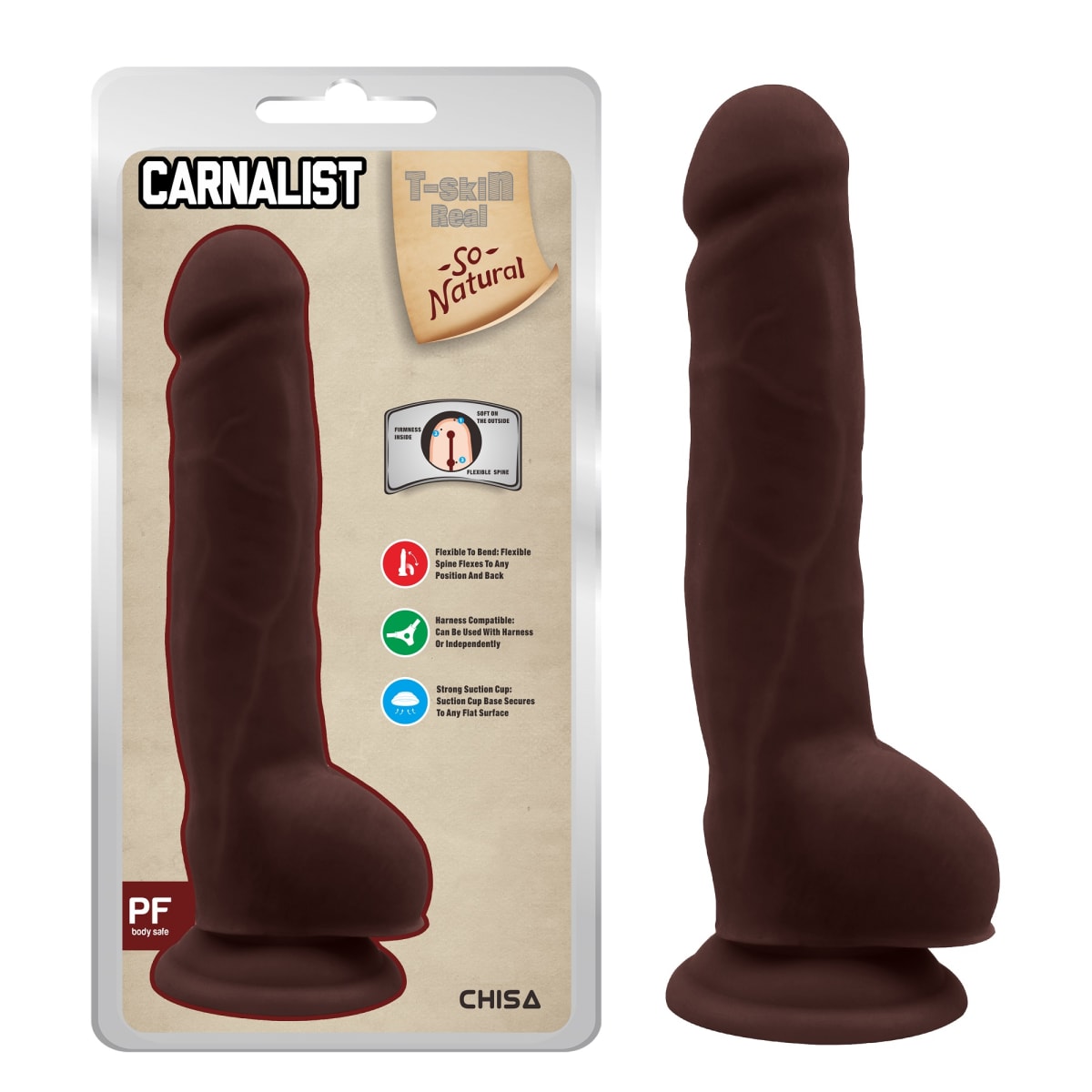 Dildo realista Carnalist marrón 17cm4