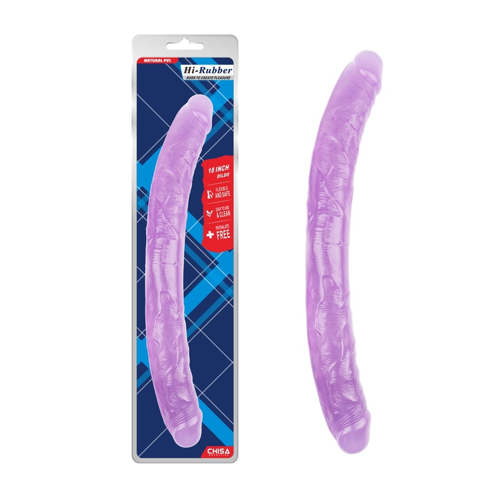 Dildo doble lésbico morado 46 cm5