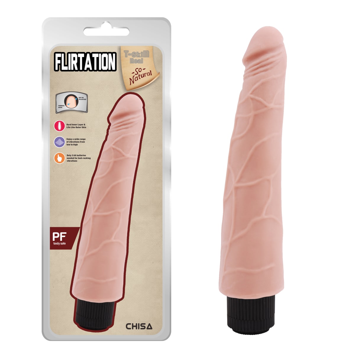 Vibrador realista Flirtation carne 22 cm4