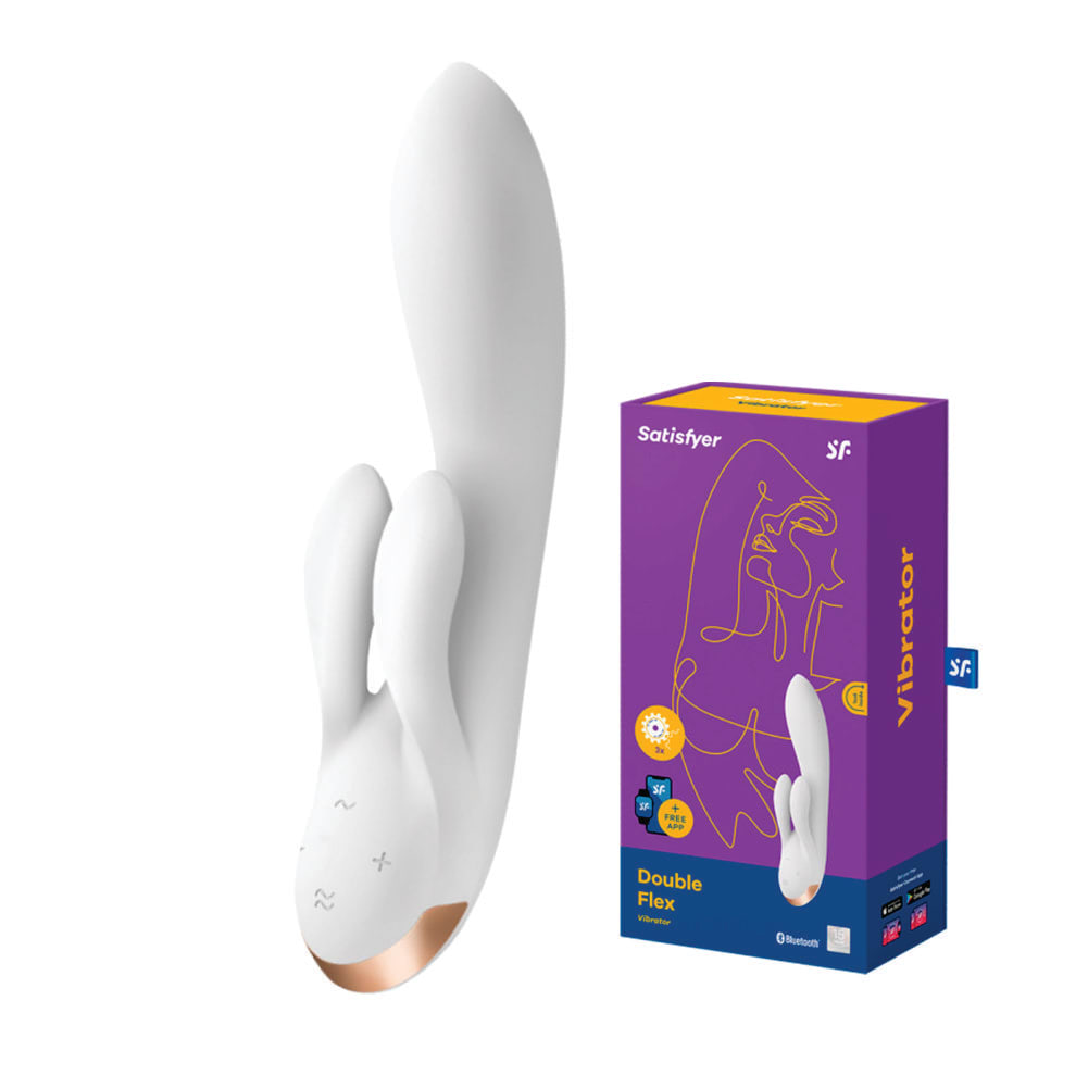 Vibrador de pareja con APP Double Flex Satisfyer - Blanco4