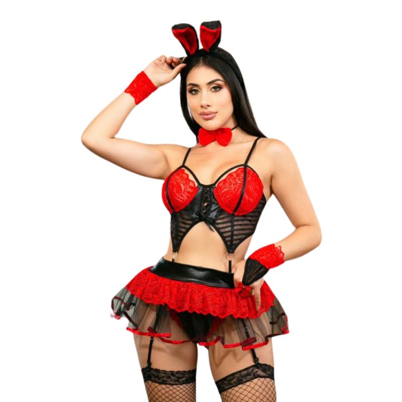 Disfraz sexy conejita rojo1