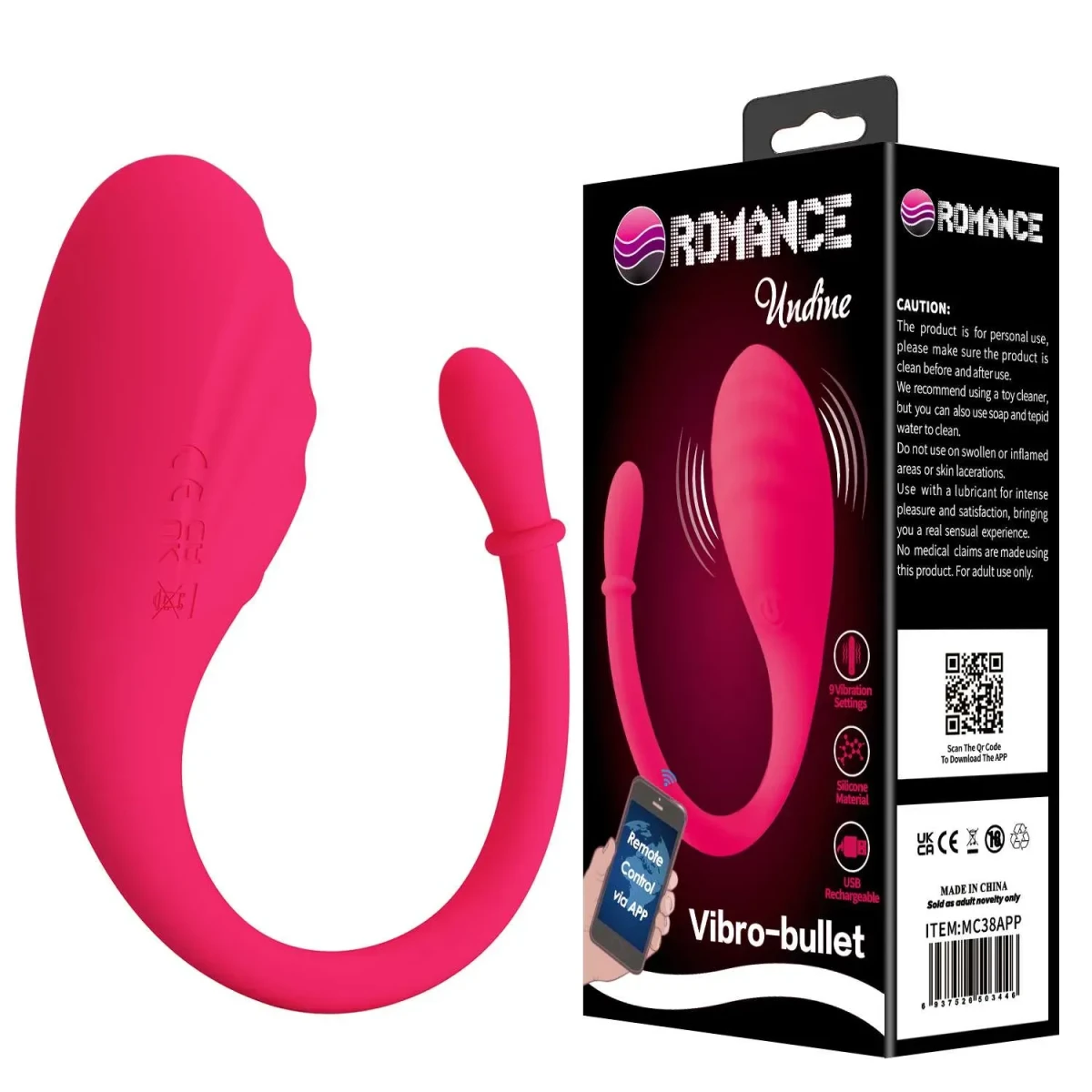 Vibrador recargable con app Undine4