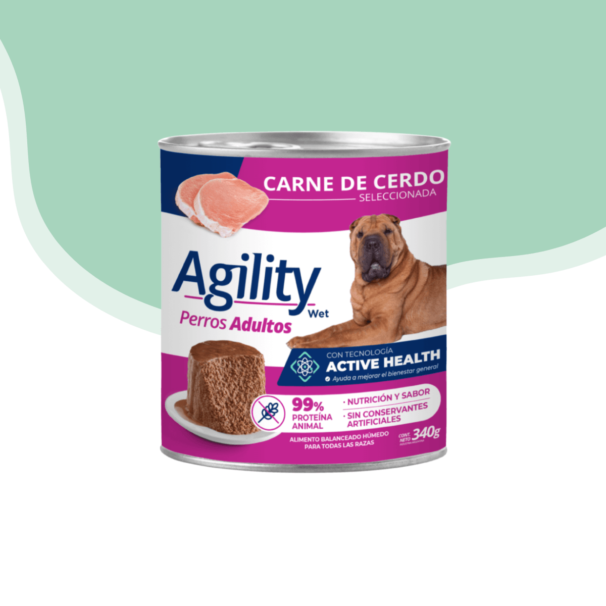 Lata Agility perro cerdo 340 gr1