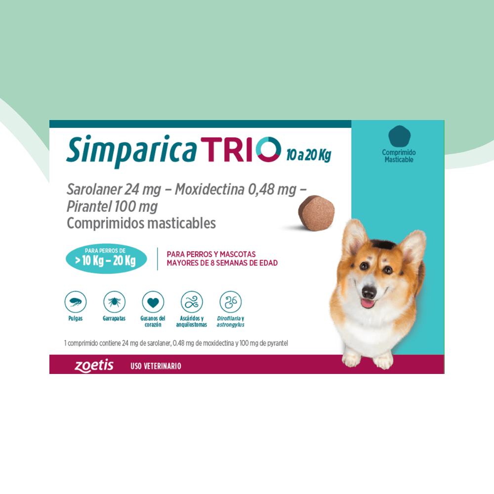 Simparica trio antip. Interno y externo perro 10 - 20 kg1