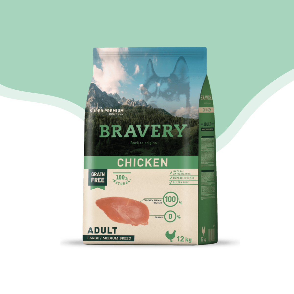 Bravery perro medium large adulto Pollo 12 kg1