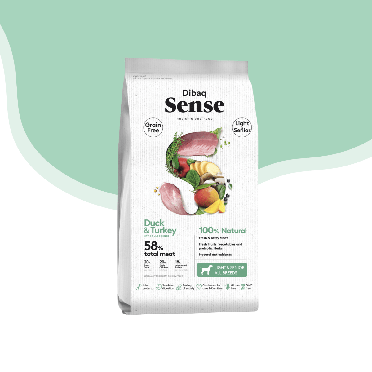 Sense perro senior light pavo y pato 2 kg1