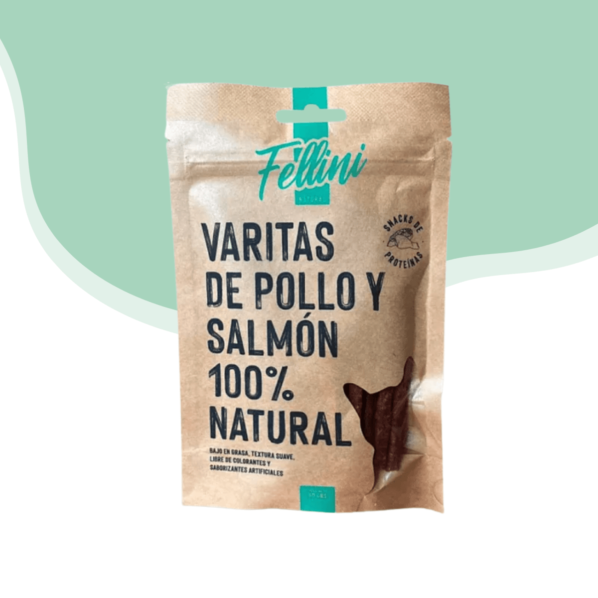 Varitas pollo y salmon deshidratado Fellini gato 50 gr1