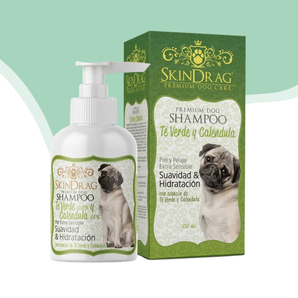Skindrag shampoo perro te verde y caledula 250 ml1
