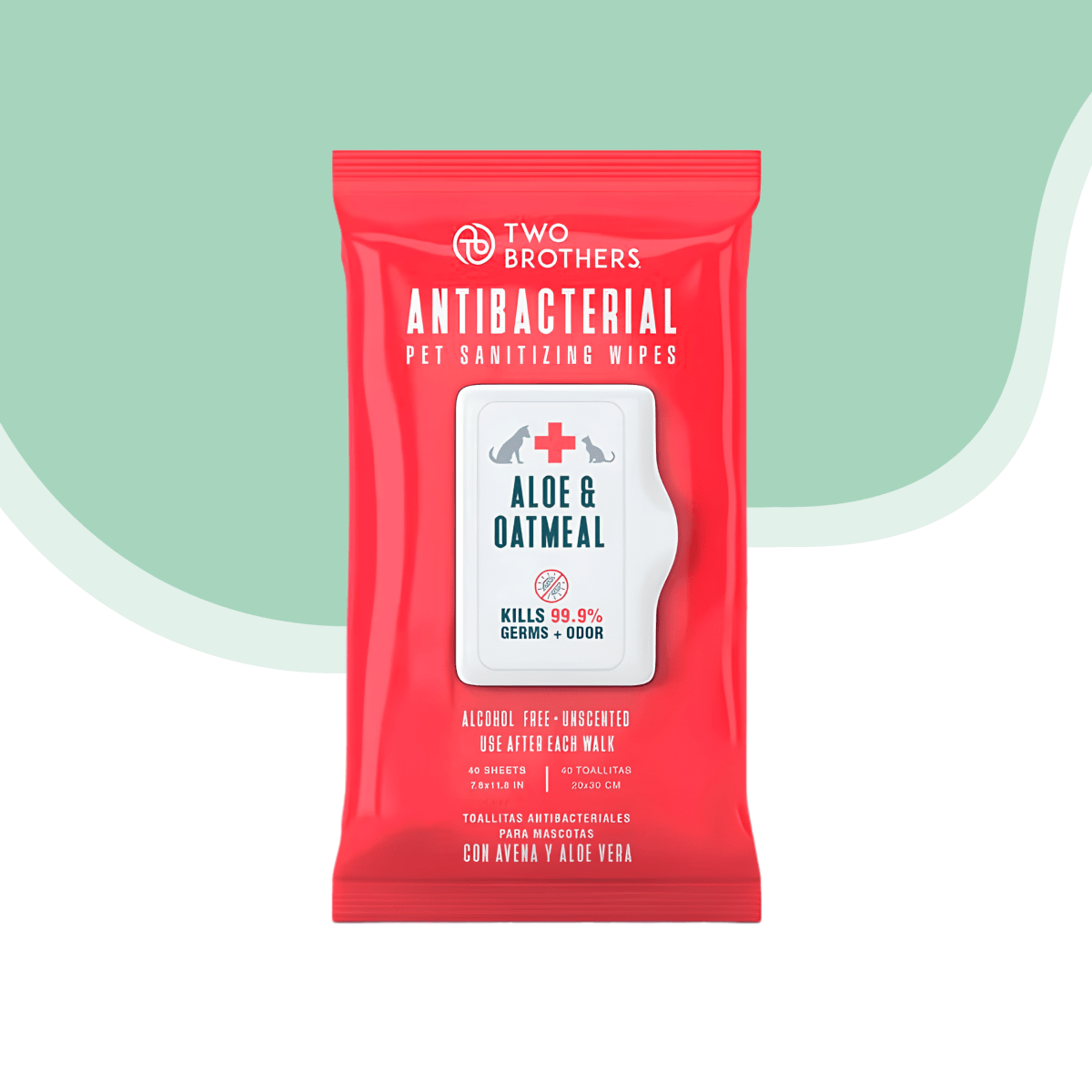 Toallita Antibacterial Aloe, Avena Two Brothers 40 unid1