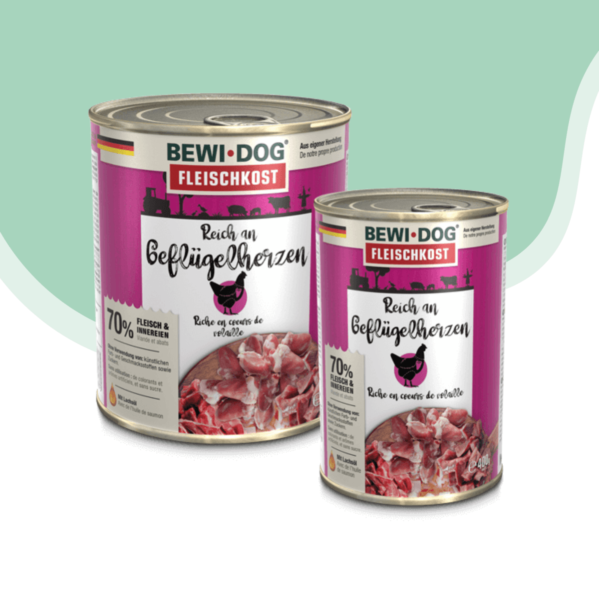Lata Bewidog perro corazon ave 400 gr1