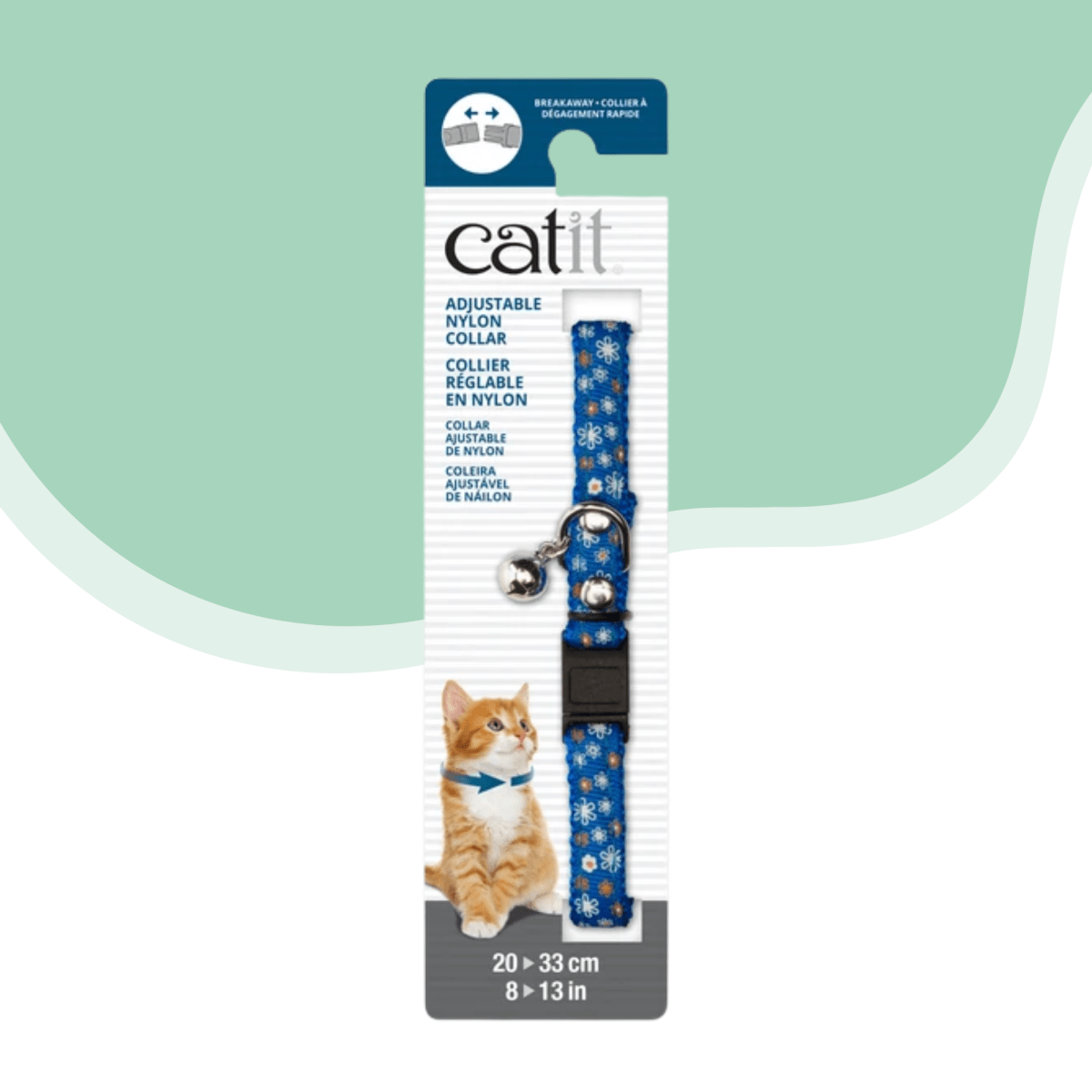 Collar Gato Ajustable Azul con Flores Catit1
