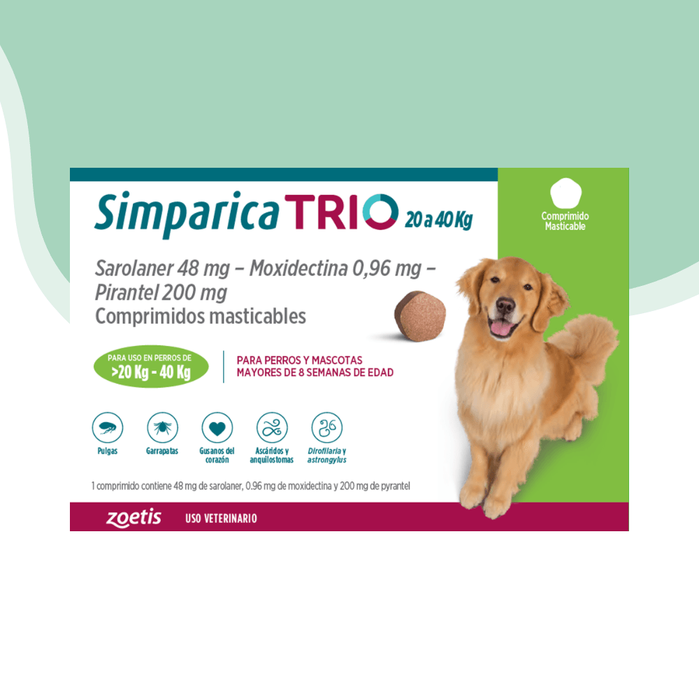 Simparica trio antip. Interno y externo perro 20 - 40 kg1