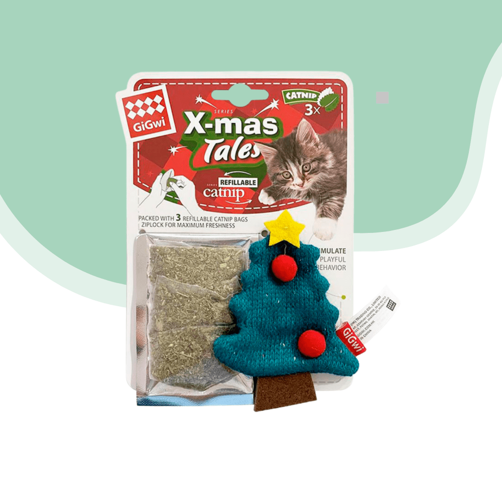 Juguete Gigwi arbol navideño con catnip gato1