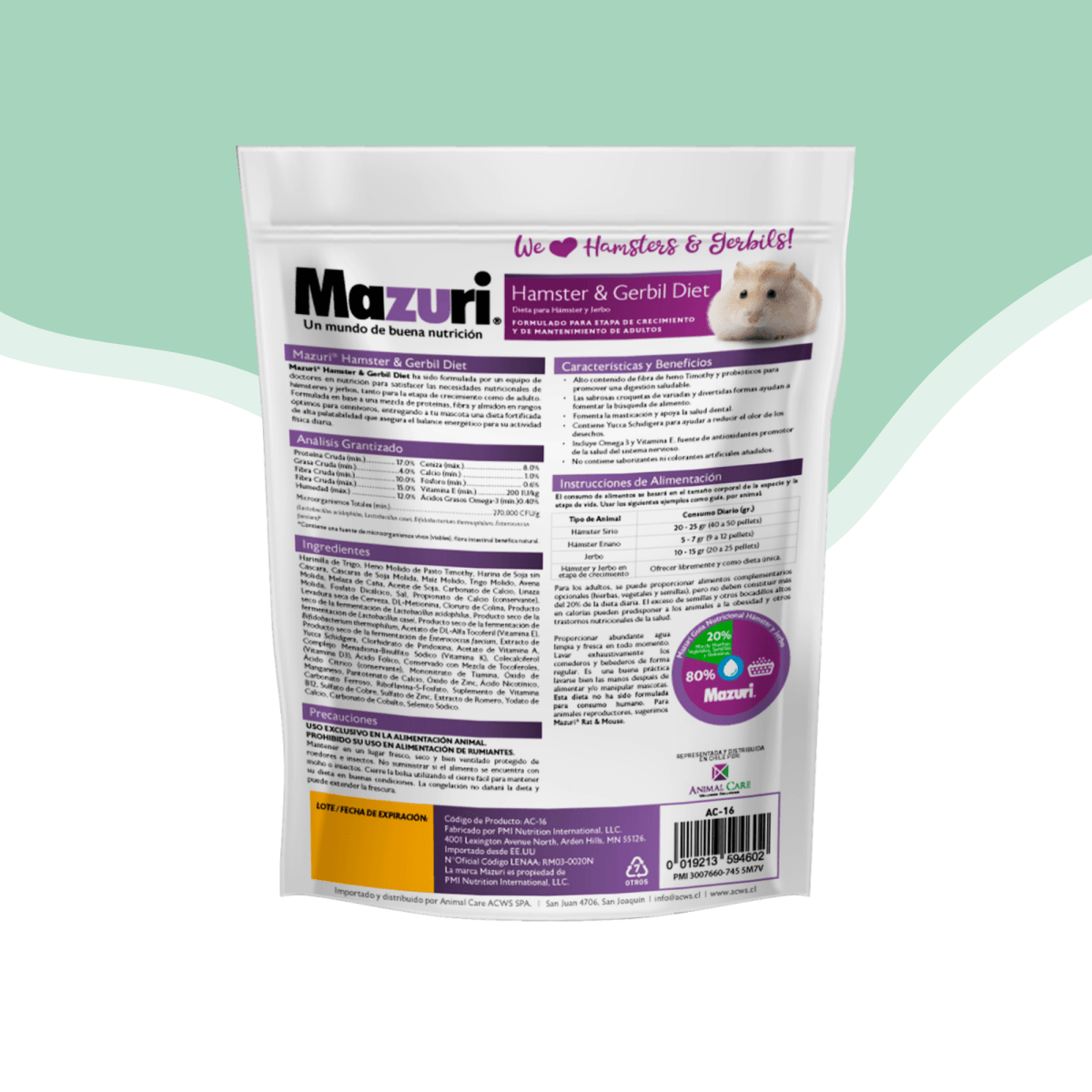 Mazuri hamster y Jerbos 350 gr2