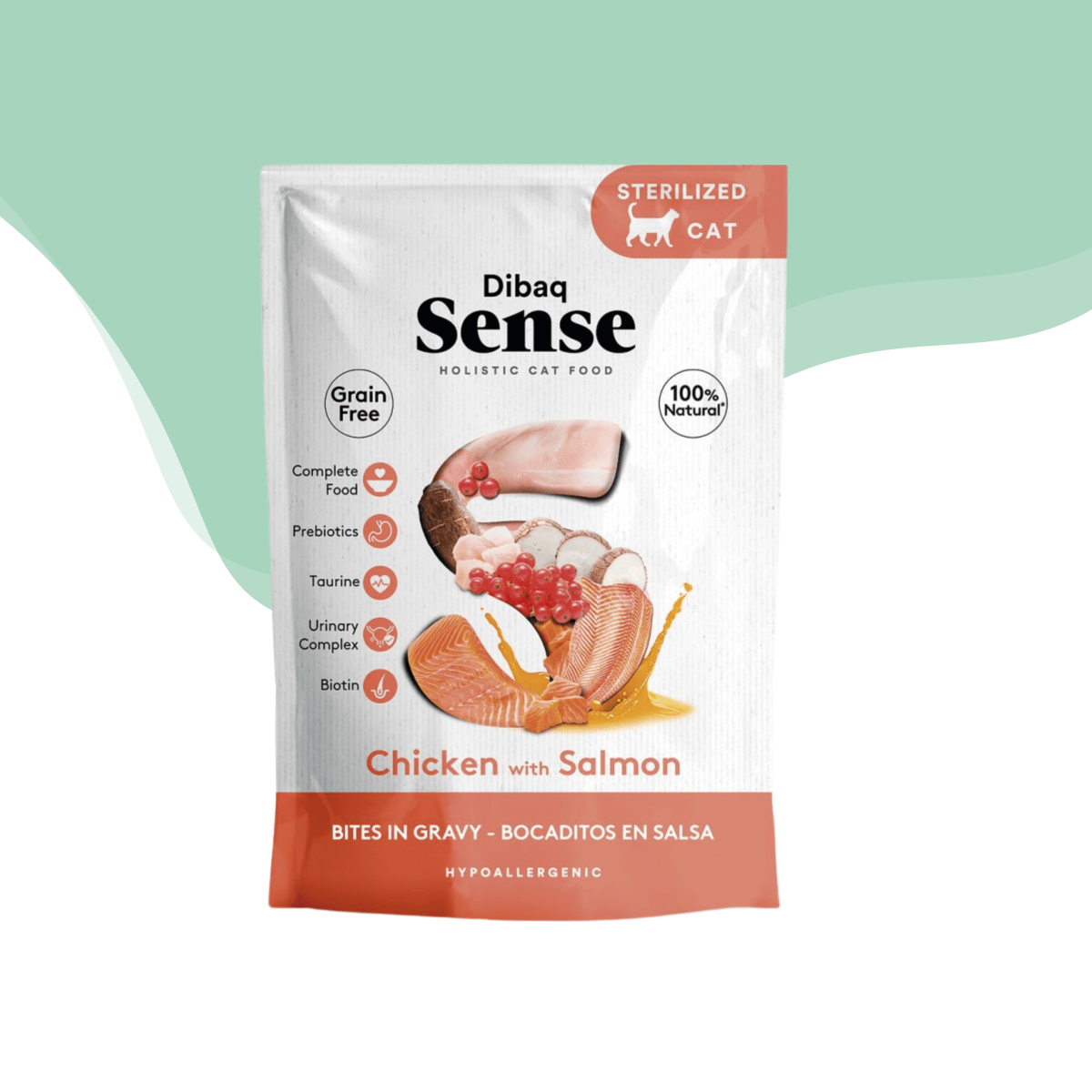 Sense bocaditos en salsa pollo y salmón gato 100 gr1