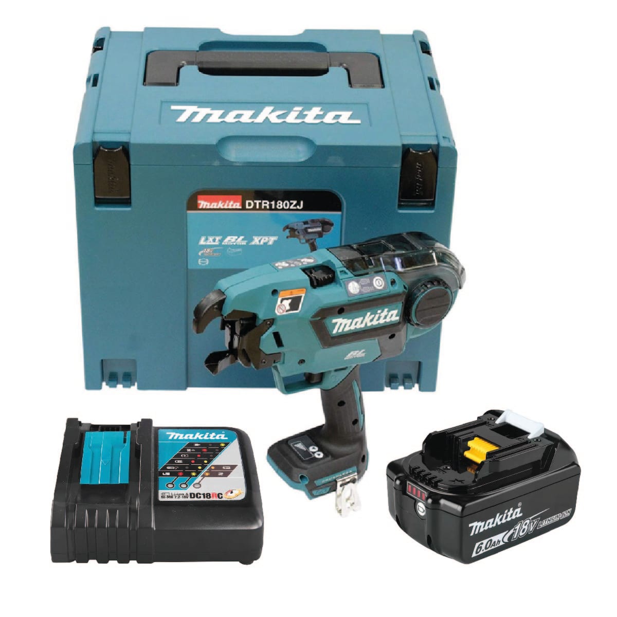 AMARRADORA DE VARILLAS 18V LXT ALAMBRE 0.8MM BARETOOL MAKITA DTR180ZJ + BATERIA DE 6AH  BL1860B+ CAR1