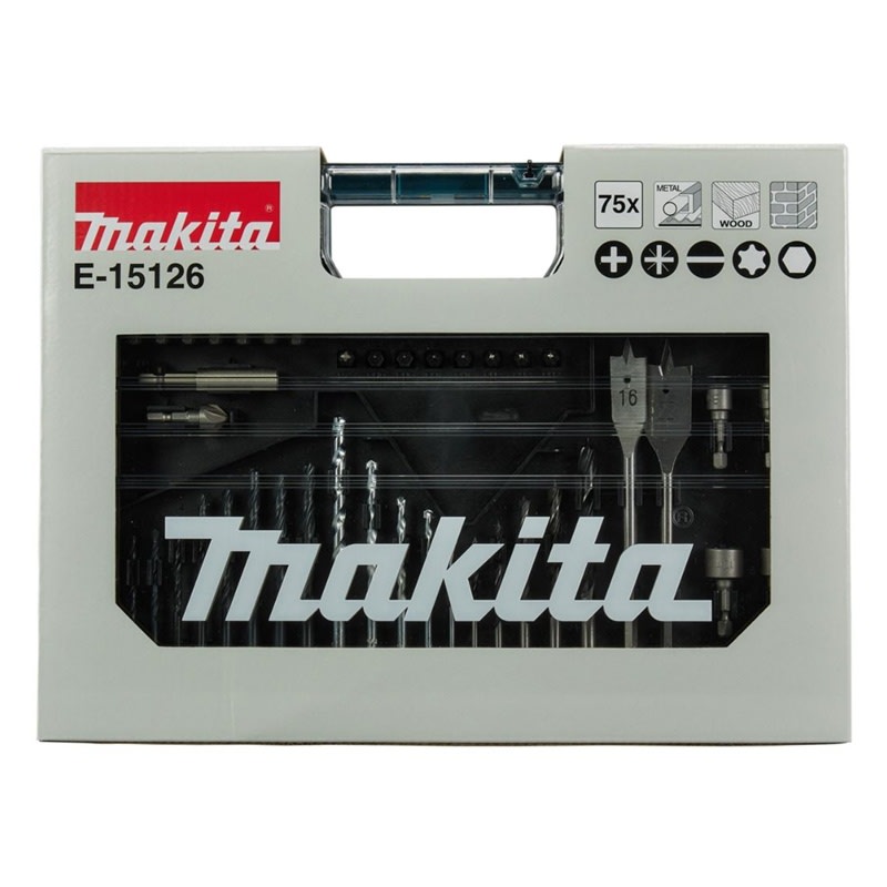Set de Brocas y Puntas 75 piezas + Caja Transparente Makita E-151263