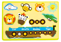 Puzzle Rompecabezas de Madera con Velcro – Didáctico y Seguro para Bebés, Niños y Niñas