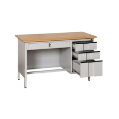 ESCRITORIO METALICO CUBIERTA MADERA 120 CM