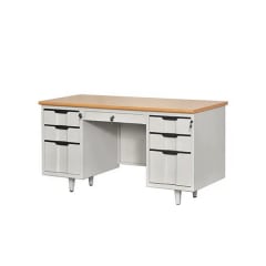 ESCRITORIO METALICO CUBIERTA MADERA 140 CM