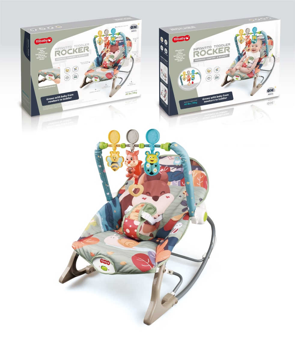 Silla Nido Mecedora y Musical para Bebés 3 En 1 ¡Con función vibradora! - Café2