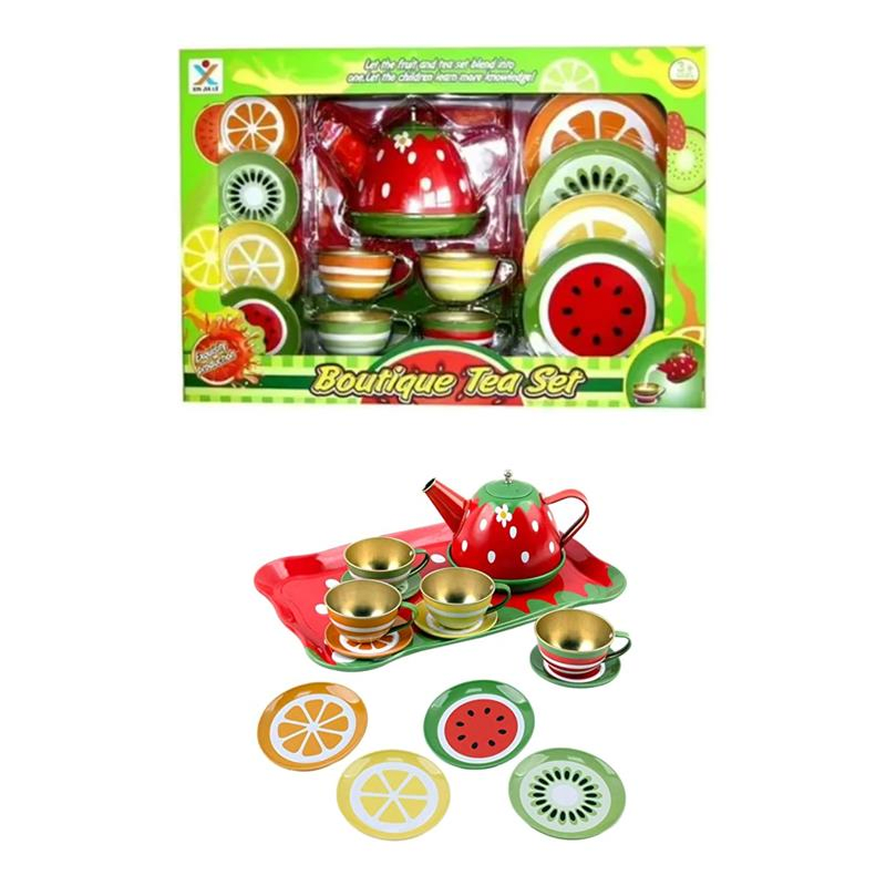 Juego De Tacitas Teteras Platitos Metálicos Set De Té Niñas1