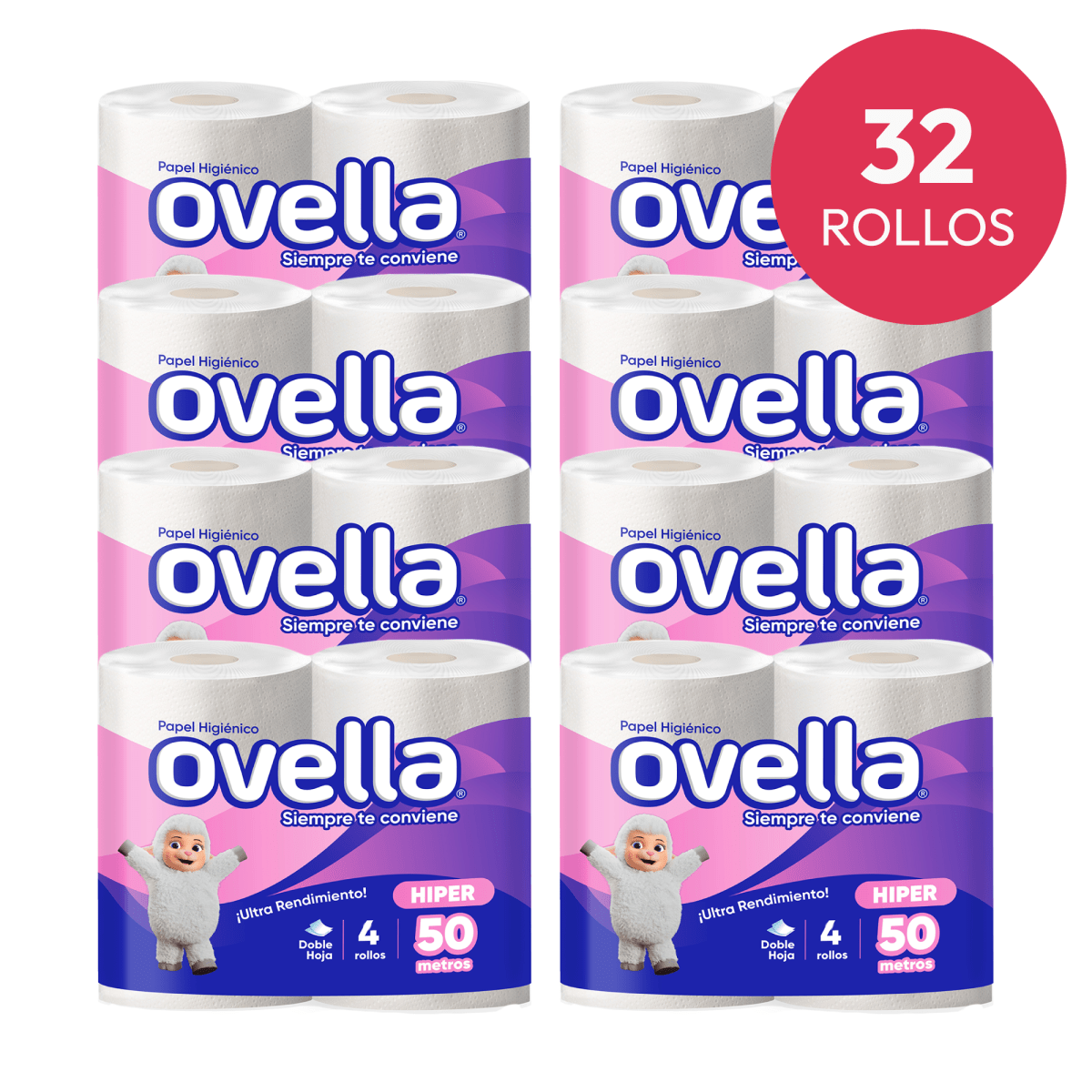 Papel Higiénico Ovella Plus 50,30 y 22 Mts Doble Hoja2