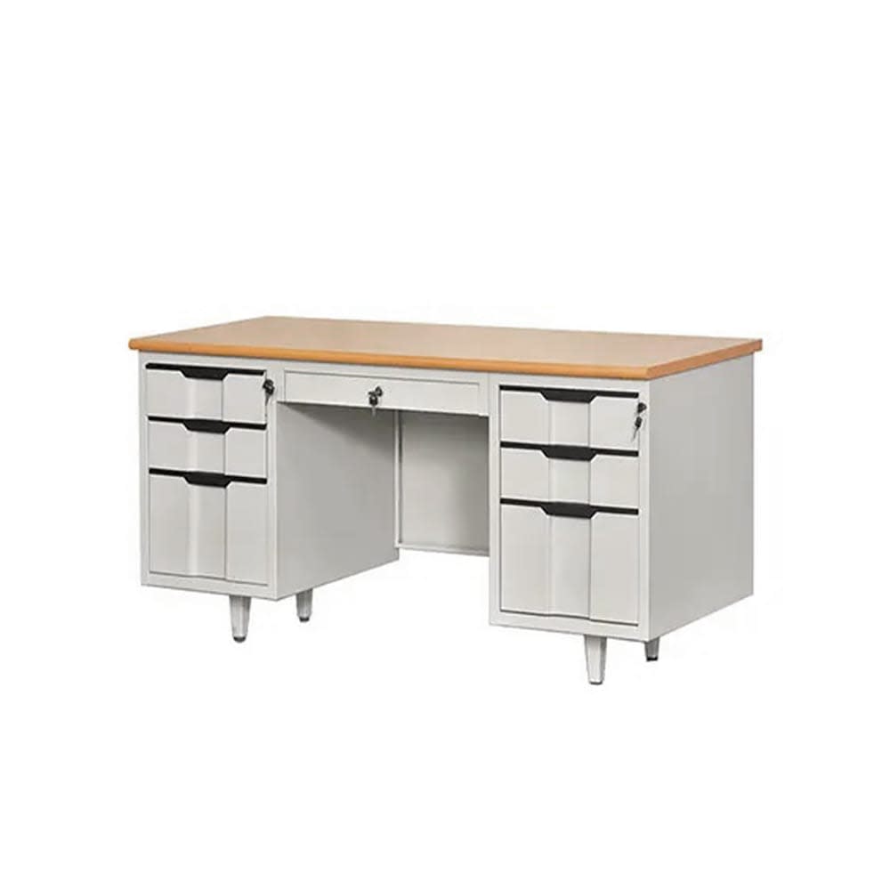 ESCRITORIO METALICO CUBIERTA MADERA 140 CM