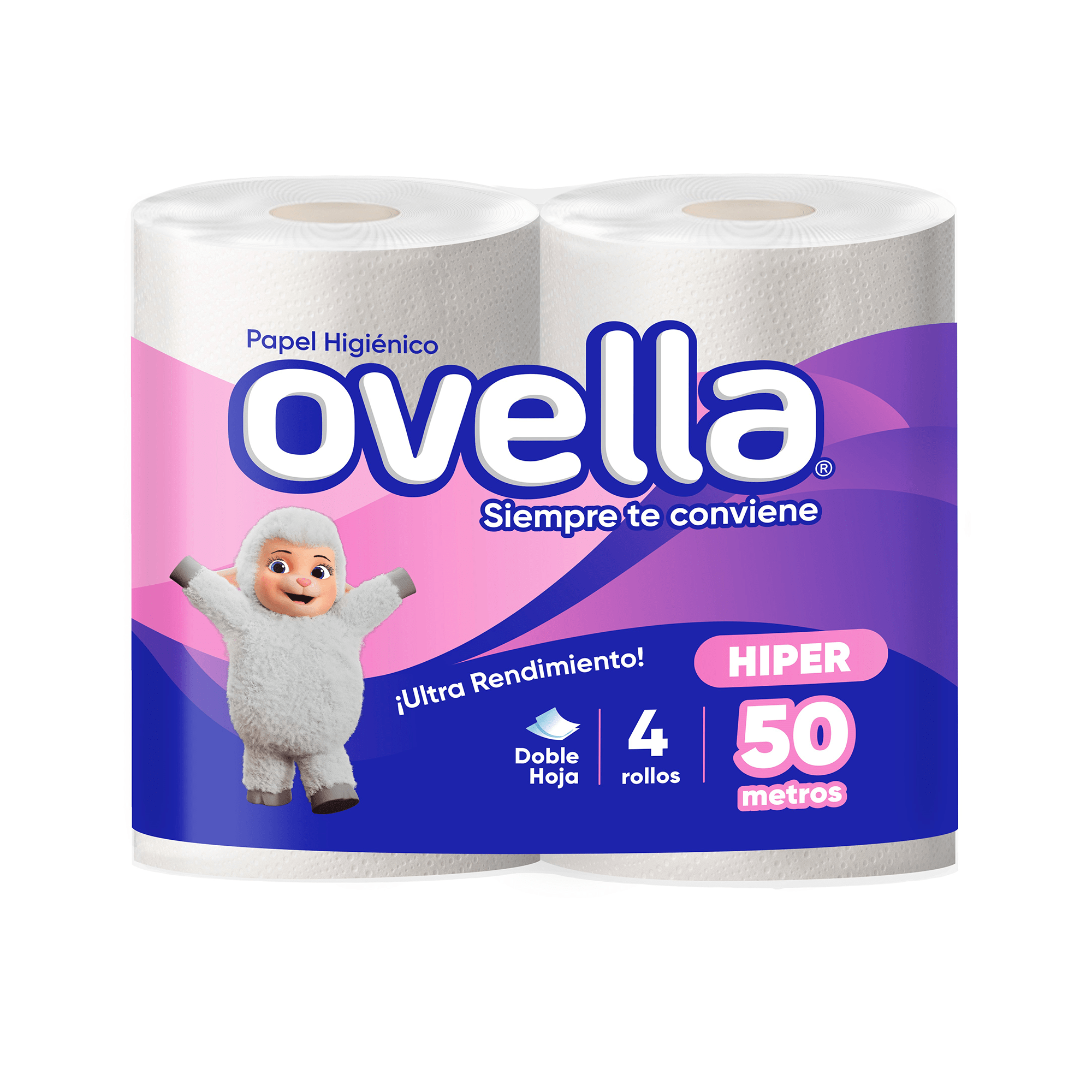 Papel Higiénico Ovella Plus 50,30 y 22 Mts Doble Hoja
