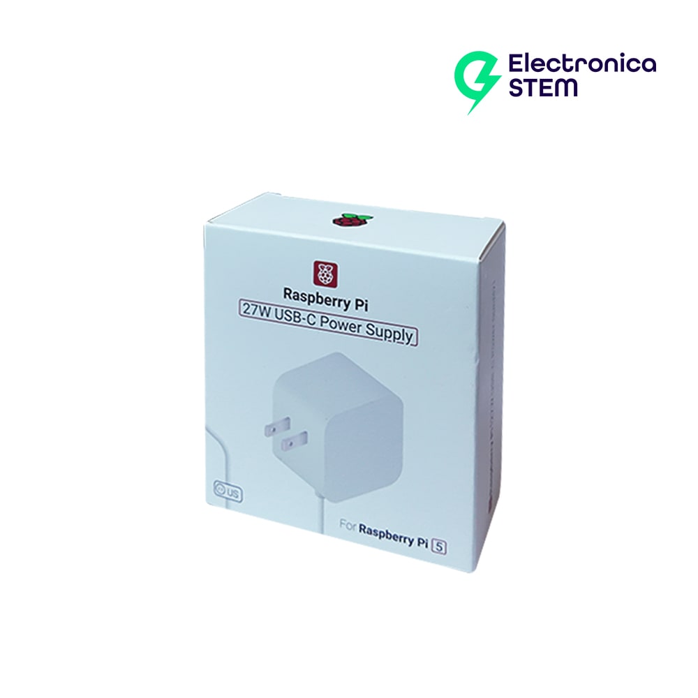Cargador oficial Raspberry Pi 5 Tipo C 27W 5.1V 5A (enchufe US) 2