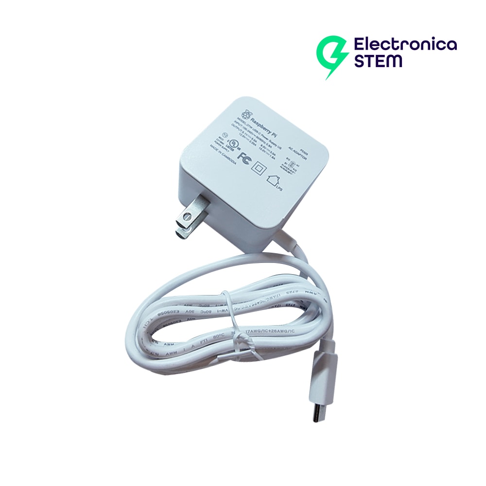 Cargador oficial Raspberry Pi 5 Tipo C 27W 5.1V 5A (enchufe US)1