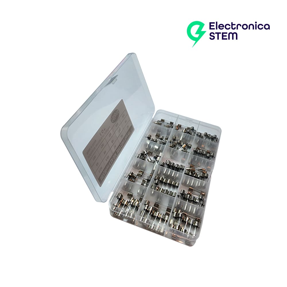 Kit 150 fusibles de vidrio 5x20mm surtidos con caja2
