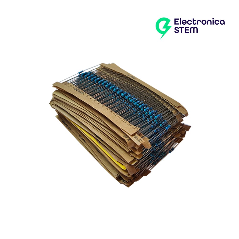Kit 1500 resistencias metal film 1/4W 1% surtidas 1