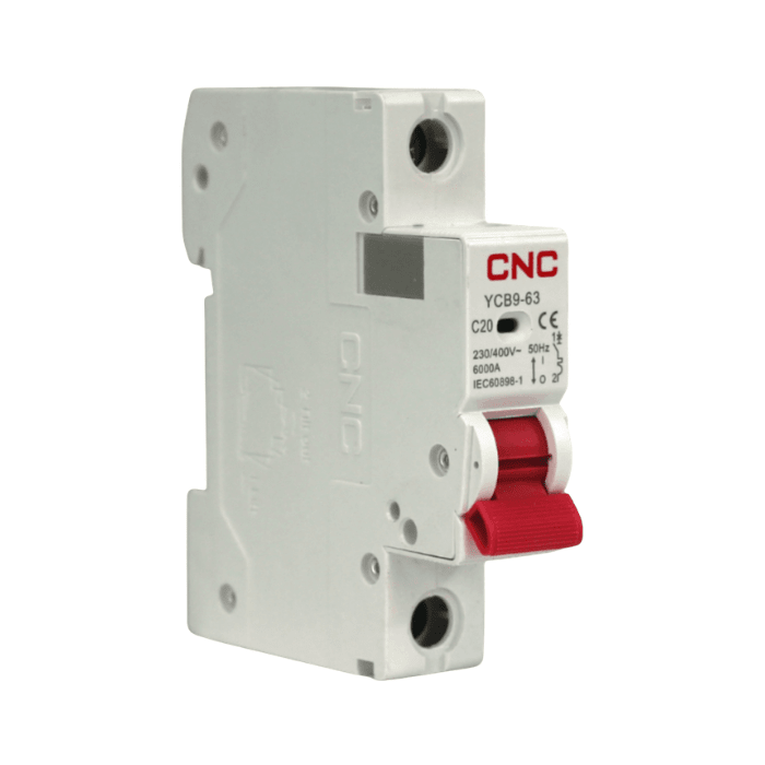 INTERRUPTOR TERMOMAGNETICO AC 1X20A 6KA CNC