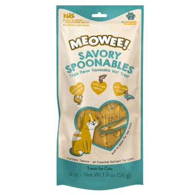 MEOWEE SNACK LÍQUIDO CUCHAREABLE DE POLLO SALMON Y PATO 56 GR1