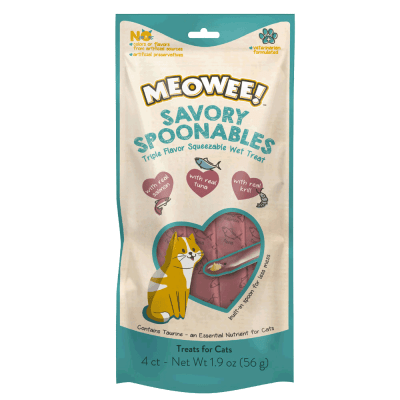 MEOWEE SNACK LÍQUIDO CUCHAREABLE DE SALMON ATUN Y CAMARON 56 GR1