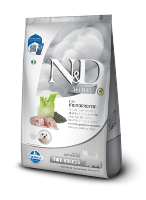 N&D WHITE PERRO ADULTO RAZA PEQUEÑA MERLUZA, SPIRULINA E HINOJO1