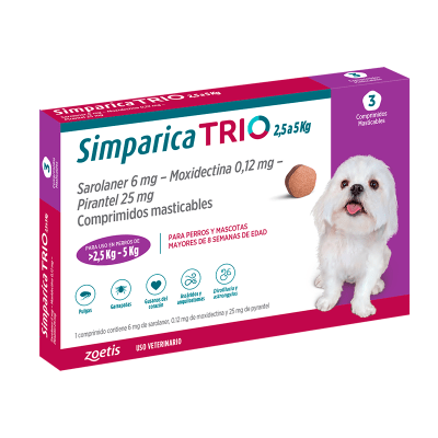 SIMPARICA TRIO 3 COMPRIMIDOS 2.5 - 5 KG1