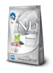 N&D WHITE PERRO ADULTO RAZA PEQUEÑA MERLUZA, SPIRULINA E HINOJO