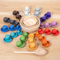 Bolas y Platos Sensoriales con Cuchara de Madera
