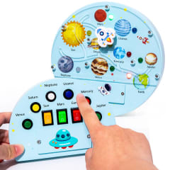 Tablero Led Sensorial de Planetas de Madera