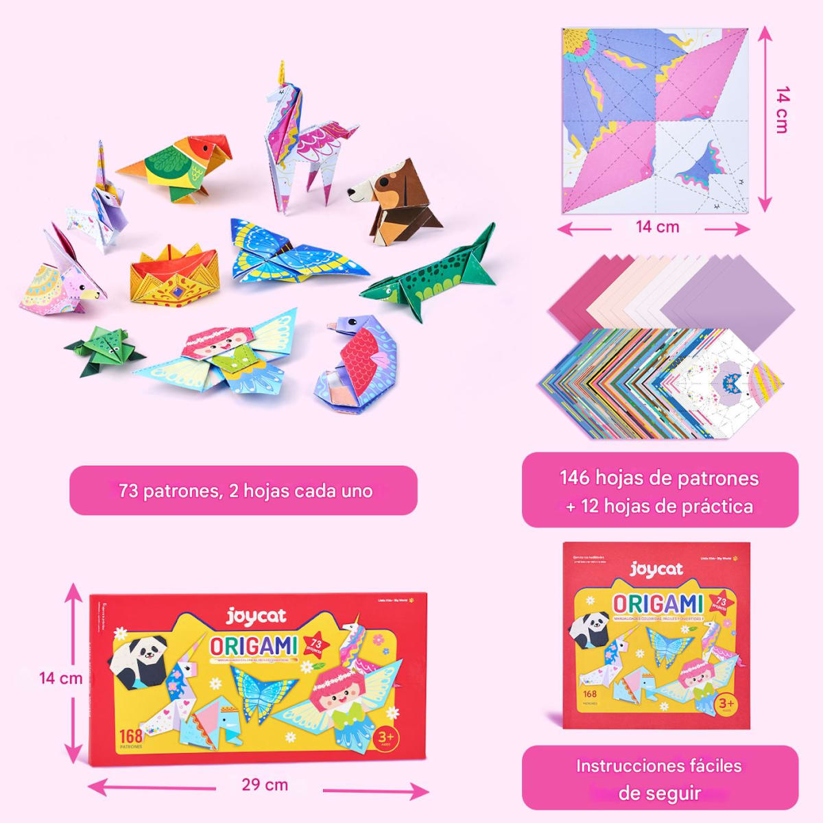 Kit 180 Papeles de Origami de Unicornios2