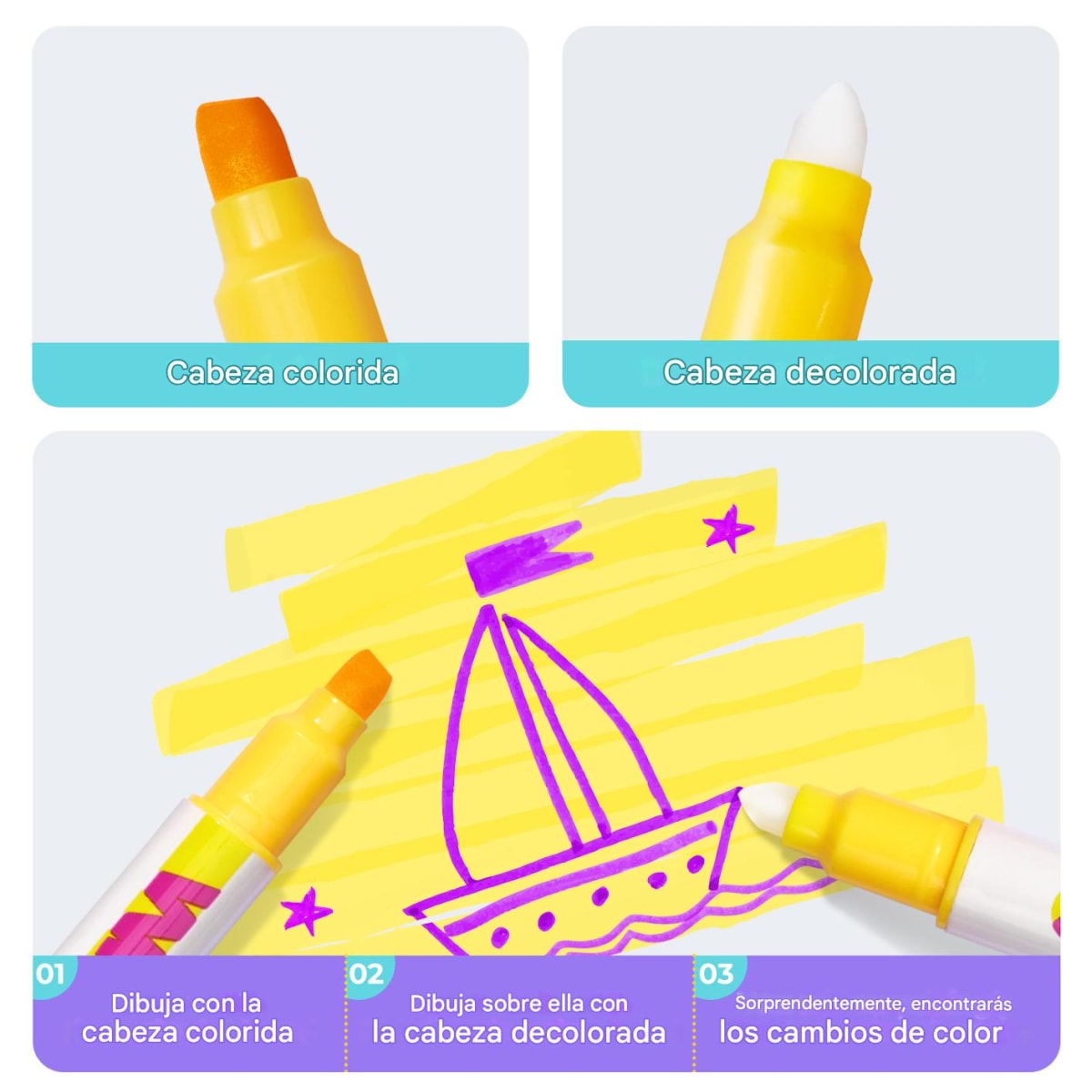 Set 10 Plumones Mágicos Cambia Color1