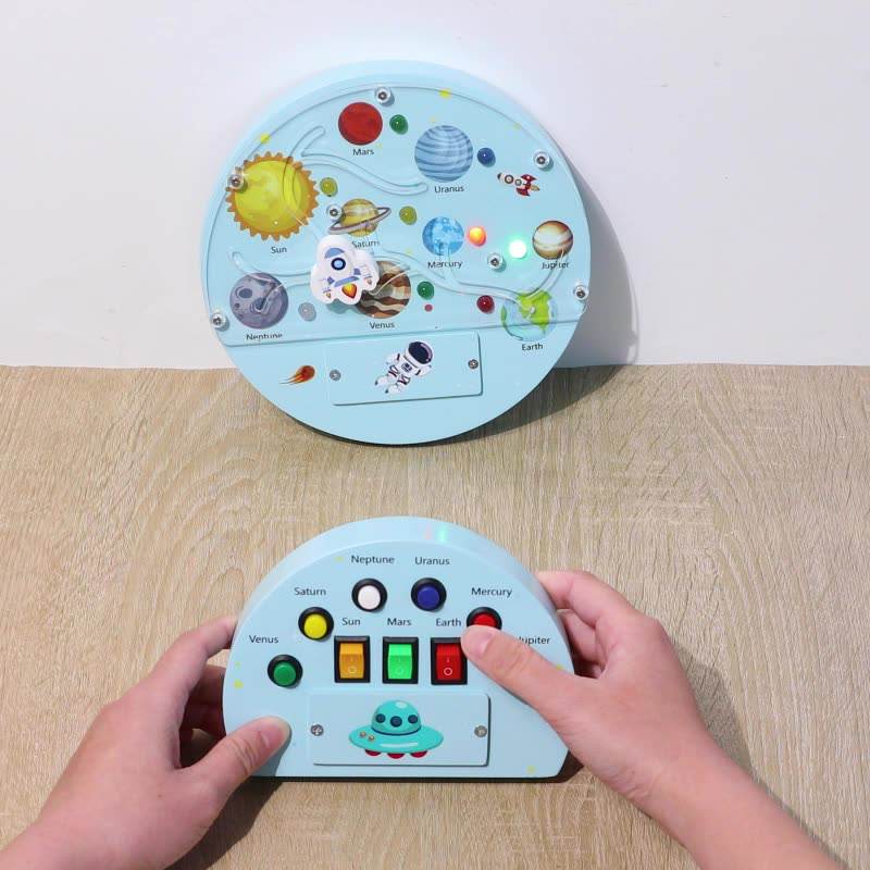 Tablero Led Sensorial de Planetas de Madera3